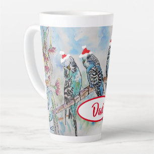 Tasse Latte Papa oiseau Budgie Noël Budgies Budgerigar