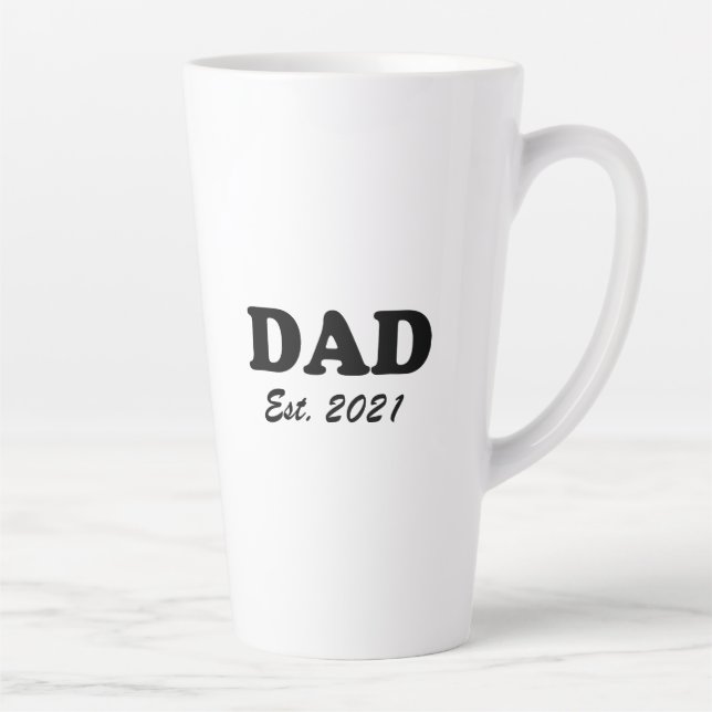 Tasse Latte Papa personnalisé date établie noir blanc moderne (Droite)