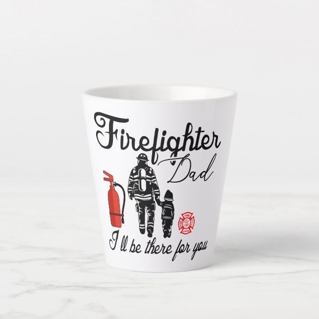 Tasse Latte Papa pompier | Cadeaux de Fête des pères (Devant)