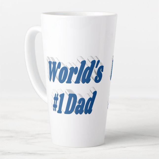 Tasse Latte Papa, texte bleu (Angle gauche)
