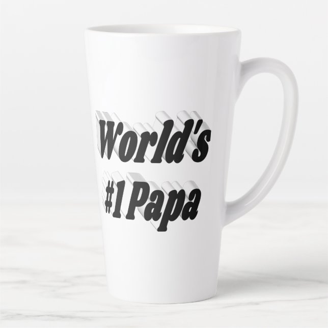 Tasse Latte Papa, texte noir (Droite)