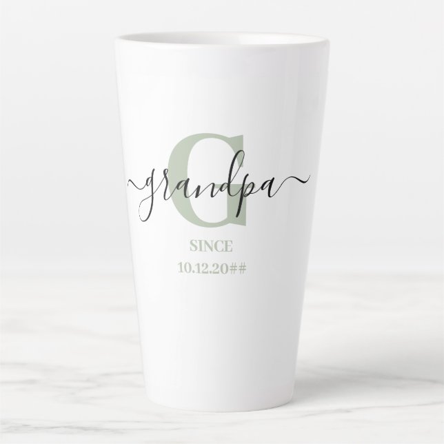 Tasse Latte Papier élégant Monogramme Argent Vert (Devant)
