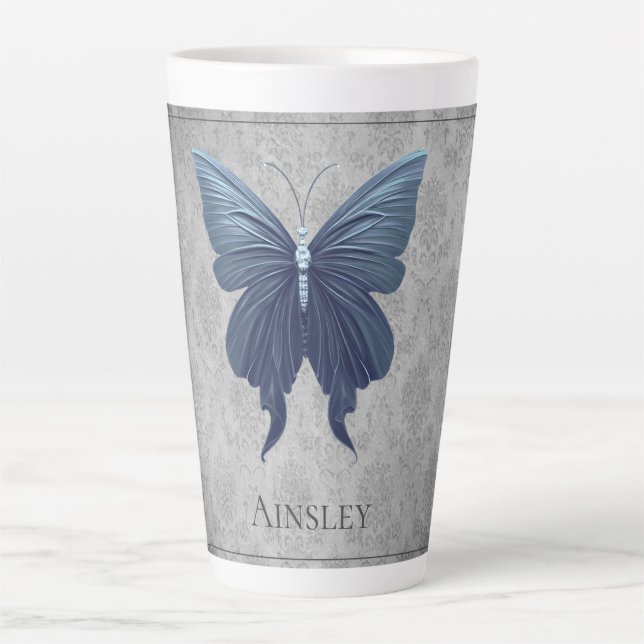 Tasse Latte Papillon à bijoux bleu (Devant)