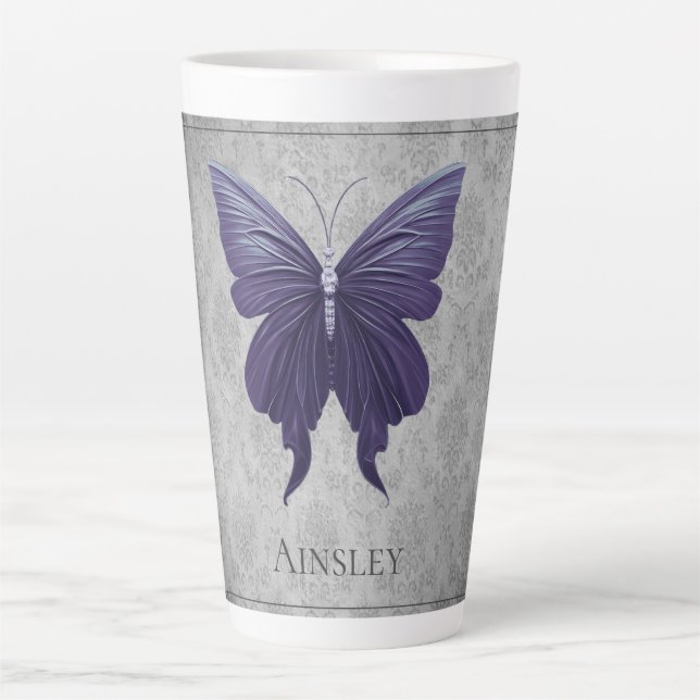 Tasse Latte Papillon à bijoux pourpre (Devant)