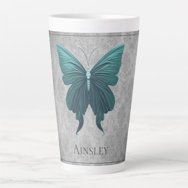 Tasse Latte Papillon à bijoux turquoise (Devant)