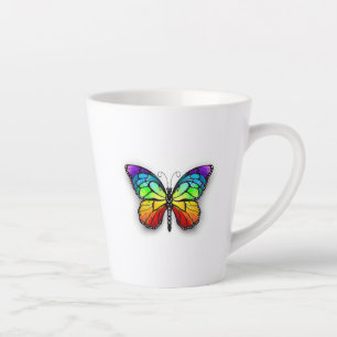Tasse Latte Papillon arc-en-ciel monarque