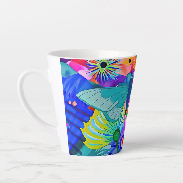 Tasse Latte Papillon aux couleurs vives (Gauche)