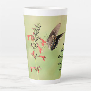 Tasse Latte Papillon avec versets sur la Force de Dieu
