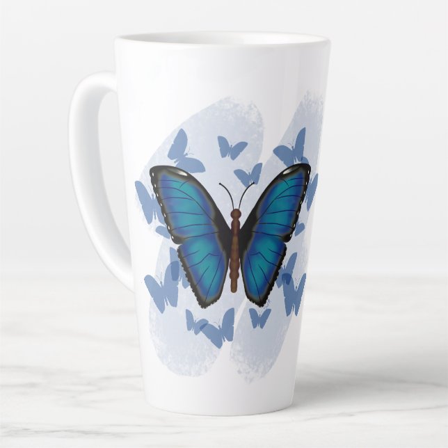 Tasse Latte Papillon Bleu (Angle gauche)