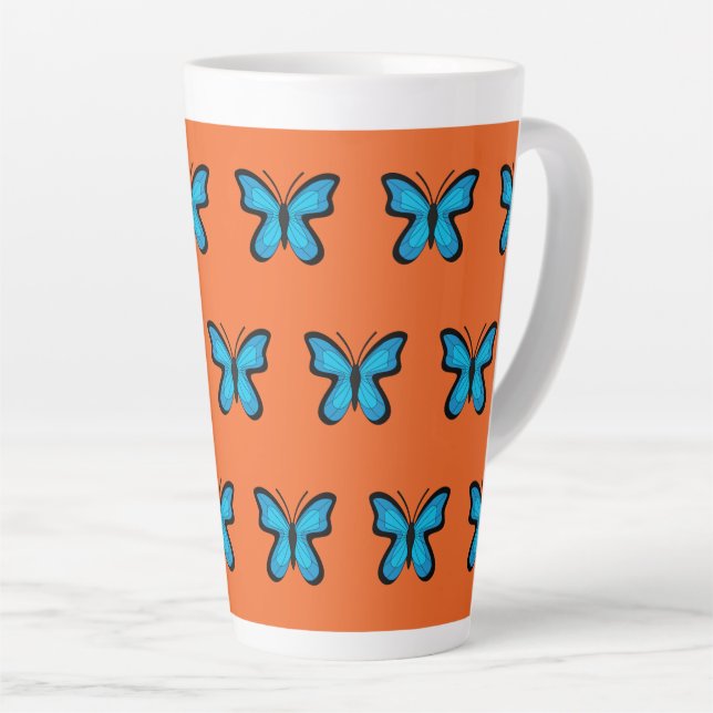 Tasse Latte Papillon Bleu (Angle droit)