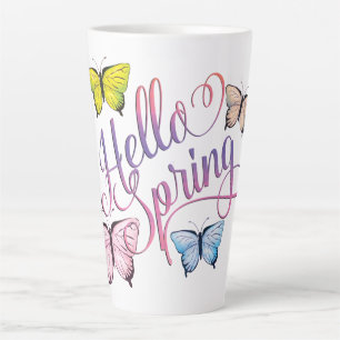 Tasse Latte Papillon Bonjour Printemps