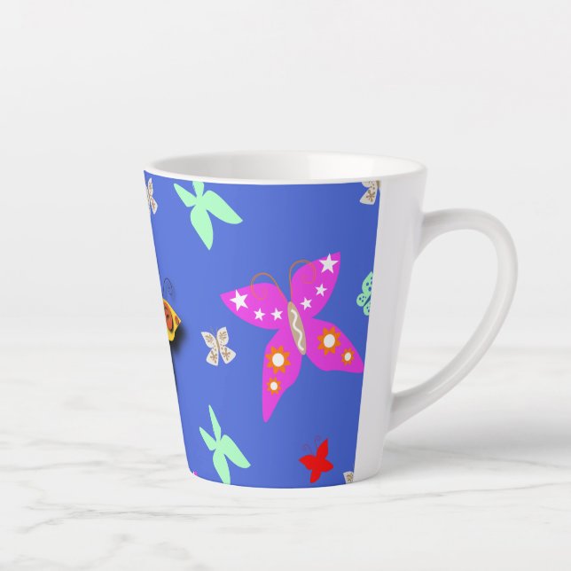 Tasse Latte Papillon coloré (Droite)