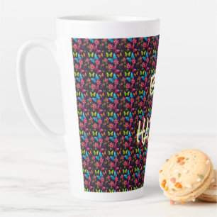 Tasse Latte Papillon coloré personnalisé et sur mesure