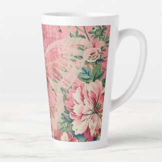 Tasse Latte Papillon de cottage rose Shabby