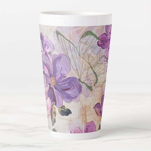 Tasse Latte Papillon de nuit de Shabby pourpre (Devant)