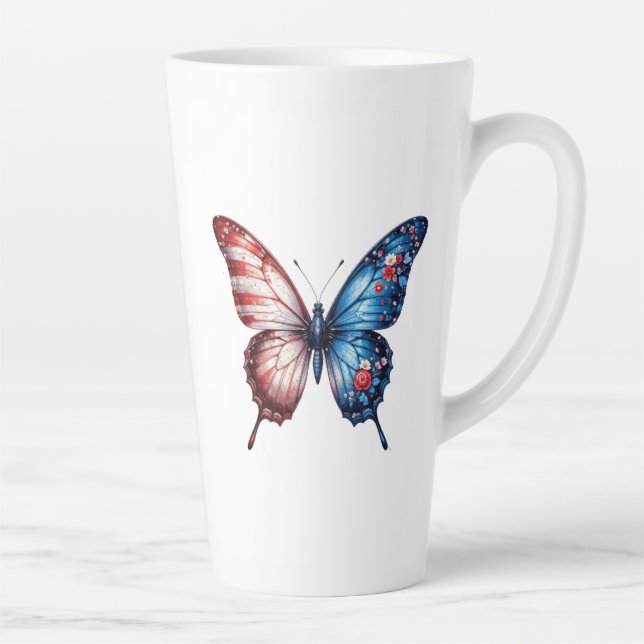 Tasse Latte Papillon du drapeau américain (Droite)
