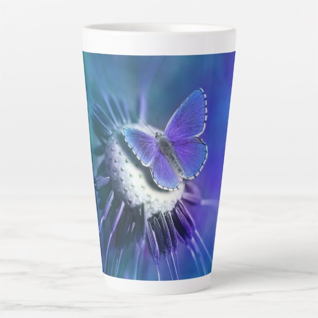 Tasse Latte Papillon et fleurs (Devant)