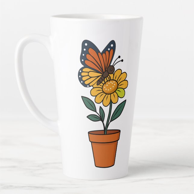 Tasse Latte papillon et tournesol (Gauche)