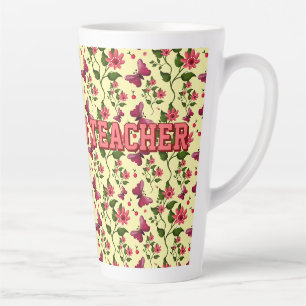 Tasse Latte Papillon floral de jardin printanier moderne en po
