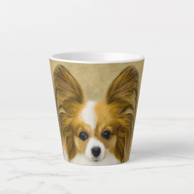 Tasse Latte Papillon (Hound Tri) Peinture - Art Chien original (Devant)