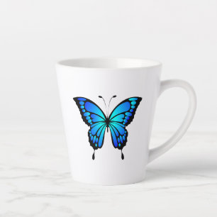 Tasse Latte Papillon Illustration Insecte Bleu-20284 T-Shirt C
