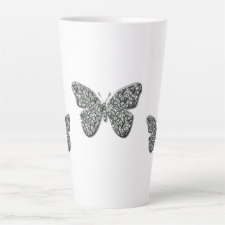 Tasse Latte Papillon noir et blanc élégant