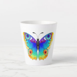 Tasse Latte Papillon Paon Arc-en-Ciel