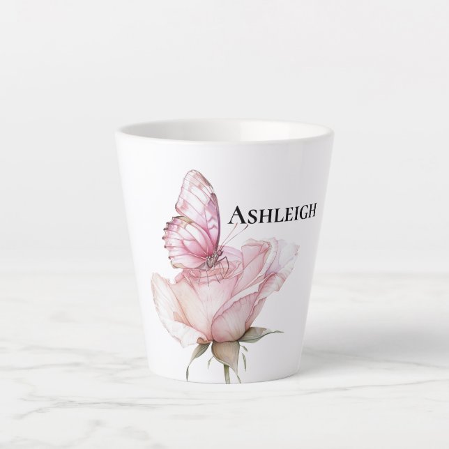 Tasse Latte Papillon Rose Pâle   (Devant)