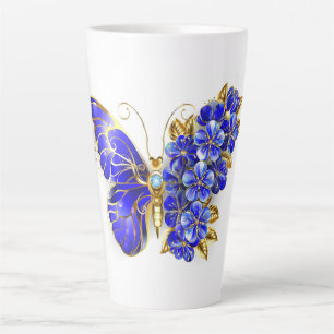 Tasse Latte Papillon saphir à fleurs