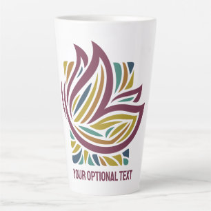 Tasse Latte Papillon stylisé Texte facultatif