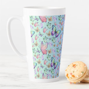Tasse Latte Papillons Linéaire Gradient Arrière - plan Motif