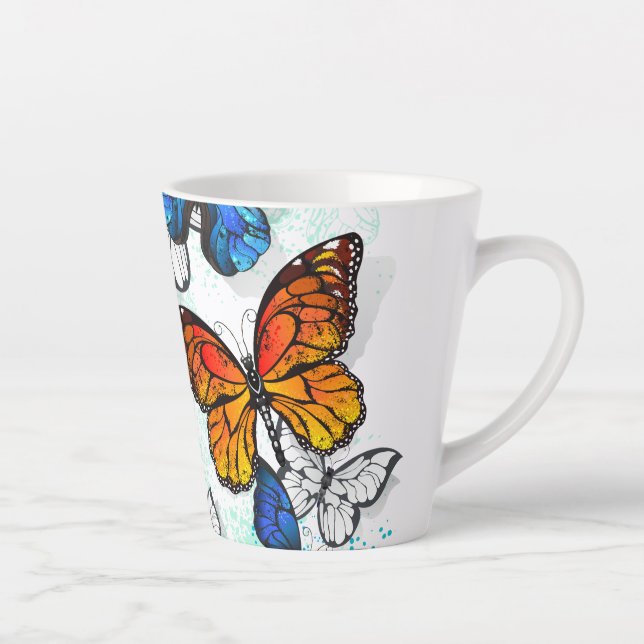 Tasse Latte Papillons volants Morpho et Monarch (Droite)