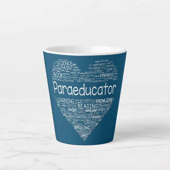 Tasse Latte Paraéducateur Enseignant du coeur Paraprofessionne (Devant)