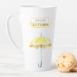 Tasse Latte Parapluie élégant et artistique de l'automne doré 