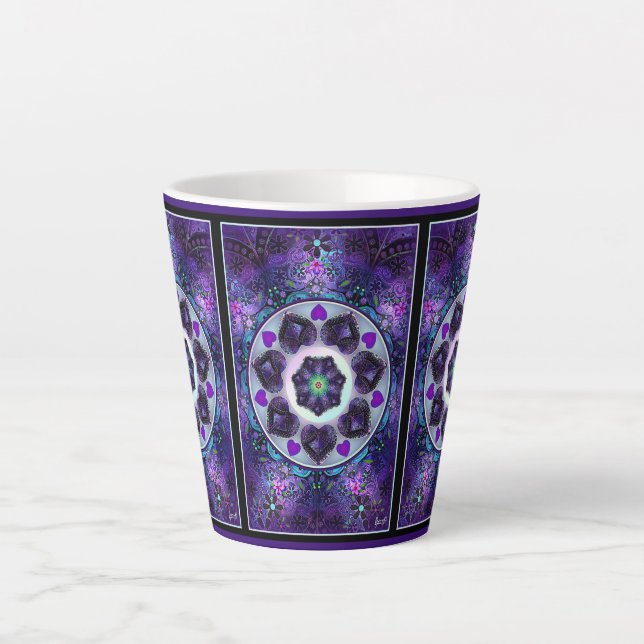 Tasse Latte Parapluie violet & coeurs .7 (Devant)