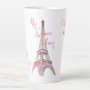 Tasse Latte Paris Eiffel Tour Personnalisée Mis Quince Anos