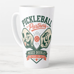 Tasse Latte Partenaires de pickleball en double mixte