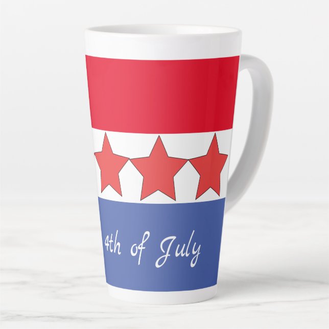Tasse Latte Parti Patriotique Rouge Blanc et Bleu 4 juillet (Angle droit)