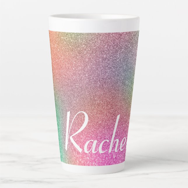 Tasse Latte Parties scintillant arc-en-ciel (Devant)