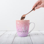 Tasse Latte Parties scintillant colorée moderne étincelle Nom<br><div class="desc">Parties scintillant colorée moderne étincelle Nom personnalisé</div>