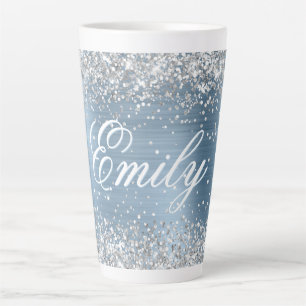 Tasse Latte Parties scintillant d'argent personnalisée Foil bl