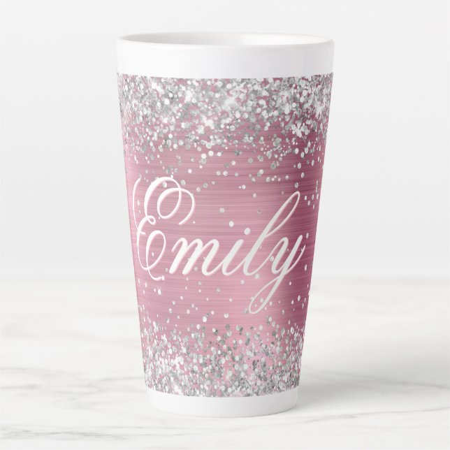 Tasse Latte Parties scintillant d'argent personnalisée Foil ro (Devant)