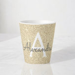 Tasse Latte Parties scintillant d'étincelle d'or Nom et initia<br><div class="desc">Parties scintillant d'étincelle de luxe Girly Chic Monogramme Nom et latte initial café ou tasse de thé. La tasse monogrammée fait la Fête des mariées parfaite,  Bachelorette Party,  Sweet 16 Anniversaire ou cadeau de Noël pour quelqu'un qui aime l'or rose.</div>