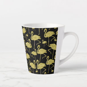 Tasse Latte Parties scintillant d'oiseaux Flamant rose or sur 