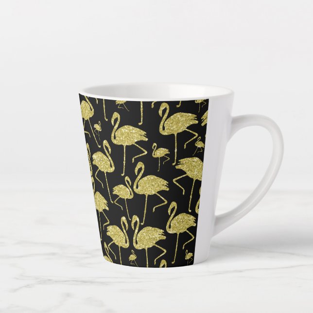 Tasse Latte Parties scintillant d'oiseaux Flamant rose or sur  (Droite)