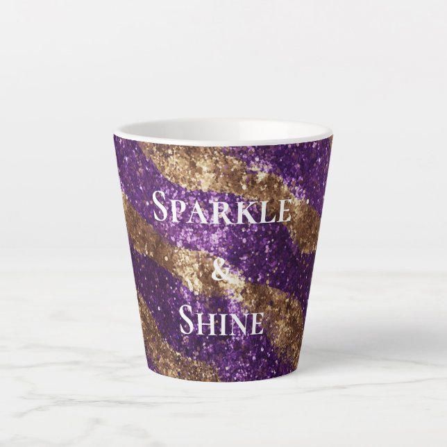 Tasse Latte Parties scintillant d'or violet (Devant)