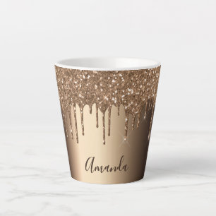 Tasse Latte Parties scintillant goutte cuivre nom étincelant