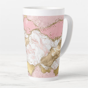 Tasse Latte Parties scintillant or Marbre blanc rose
