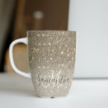 Tasse Latte Parties scintillant Or moderne étincelles Nom pers<br><div class="desc">Introducing our Modern Gold Glitter Sparkles Personalized Name collection, where élégance meets customization. Step into a world of shimmering beauty with our exquisite range of products, designed to add a touch of luxury to your everyday life. Our collection showcases the captivating allure of moderne gold glitter sparkles, creating a dazzling...</div>