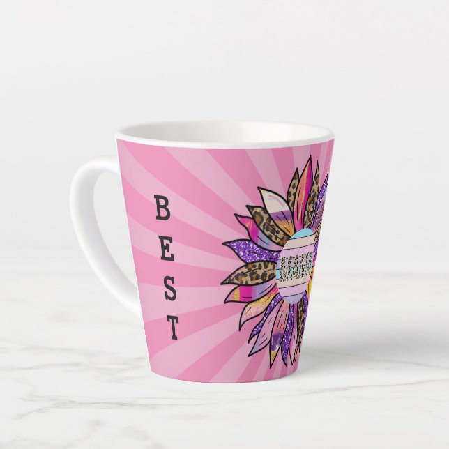 Tasse Latte Parties scintillant Personnaliser meilleure maman  (Angle gauche)